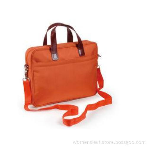 Orange Nylon Bag with Leather Handles / Office Ladies Lapto